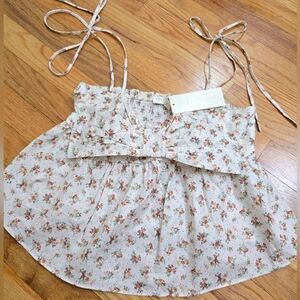 Floral Print Camisole with Bow Accent